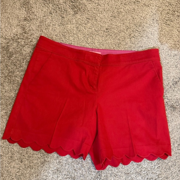 Isaac Mizrahi Pants - Isaac Mizrahi Red High Waist Scalloped Shorts